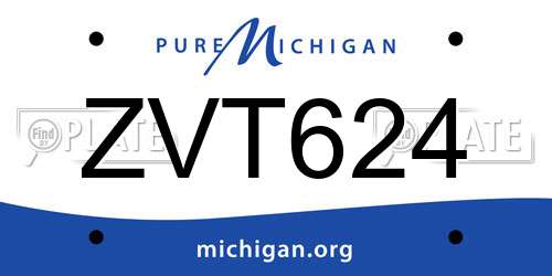 ZVT624 Michigan License Plate