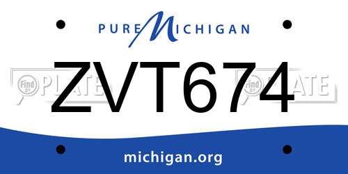 ZVT674 Michigan License Plate
