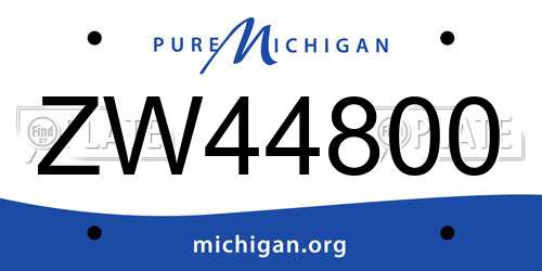ZW44800 Michigan License Plate