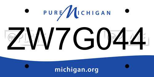 ZW7G044 Michigan License Plate