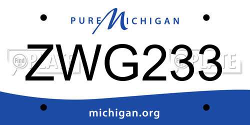 ZWG233 Michigan License Plate