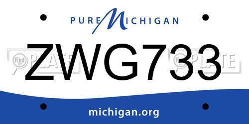 ZWG733 Michigan License Plate