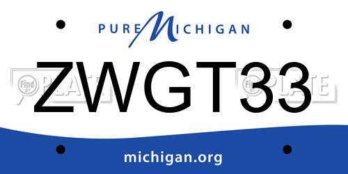 ZWGT33 Michigan License Plate