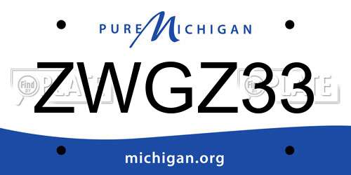 ZWGZ33 Michigan License Plate