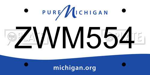 ZWM554 Michigan License Plate