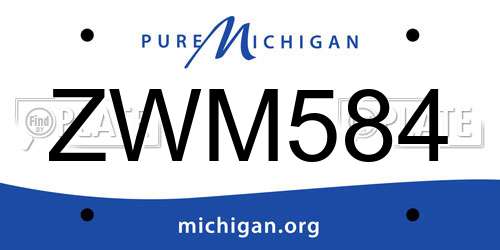 ZWM584 Michigan License Plate