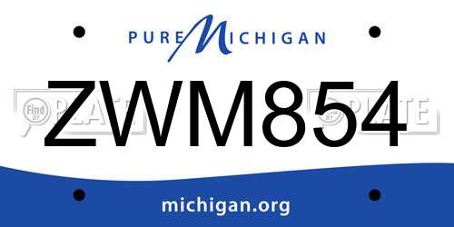 ZWM854 Michigan License Plate