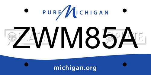 ZWM85A Michigan License Plate