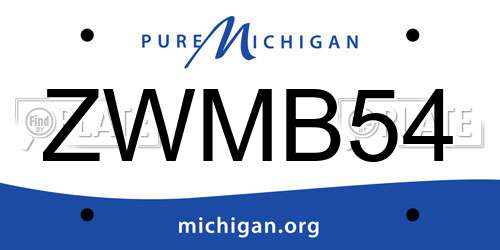 ZWMB54 Michigan License Plate