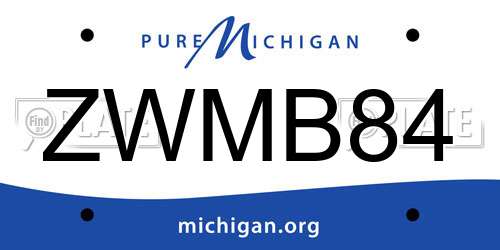 ZWMB84 Michigan License Plate