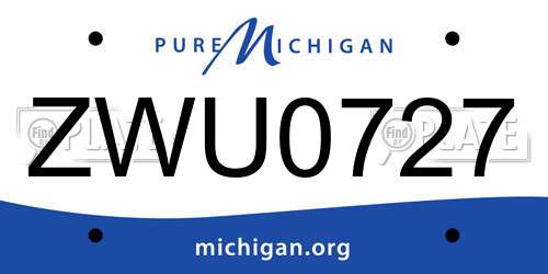 ZWU0727 Michigan License Plate