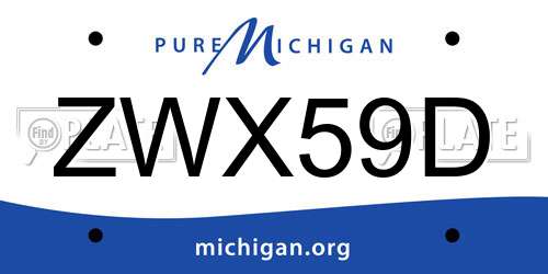 ZWX59D Michigan License Plate