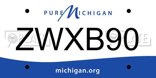 ZWXB90 Michigan License Plate