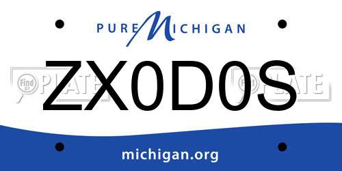 ZX0D0S Michigan License Plate