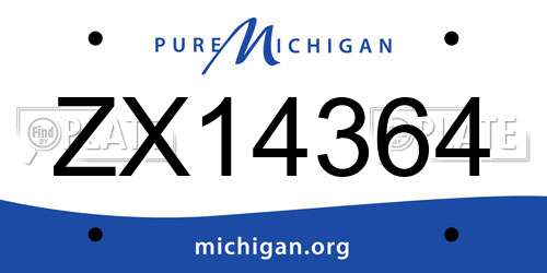 ZX14364 Michigan License Plate