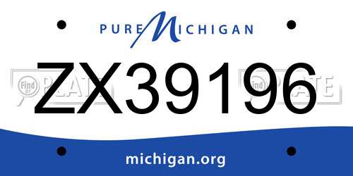 ZX39196 Michigan License Plate