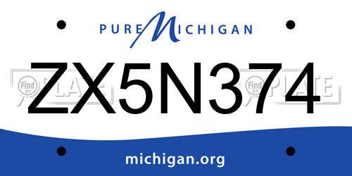 ZX5N374 Michigan License Plate