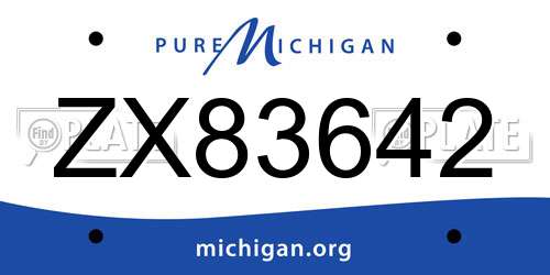 ZX83642 Michigan License Plate