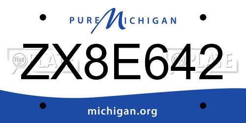ZX8E642 Michigan License Plate
