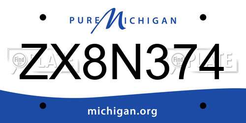 ZX8N374 Michigan License Plate