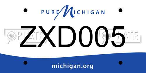 ZXD005 Michigan License Plate