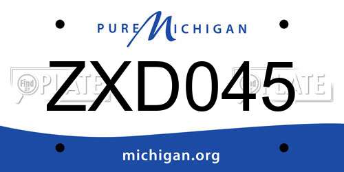 ZXD045 Michigan License Plate