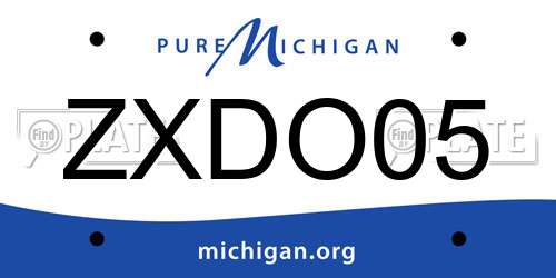 ZXDO05 Michigan License Plate