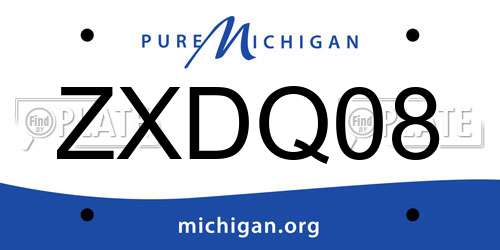 ZXDQ08 Michigan License Plate