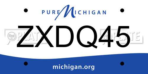 ZXDQ45 Michigan License Plate