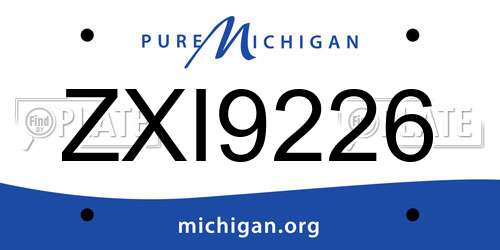 ZXI9226 Michigan License Plate