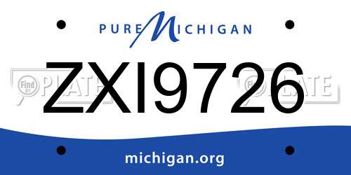 ZXI9726 Michigan License Plate