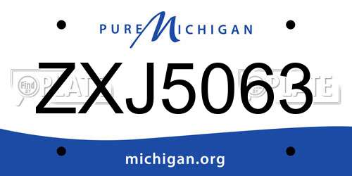 ZXJ5063 Michigan License Plate
