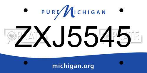 ZXJ5545 Michigan License Plate