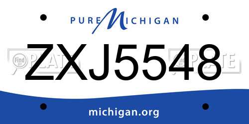 ZXJ5548 Michigan License Plate
