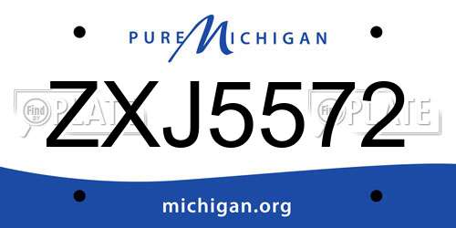 ZXJ5572 Michigan License Plate