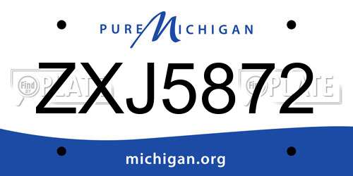 ZXJ5872 Michigan License Plate