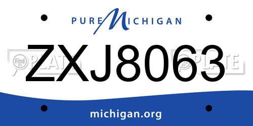 ZXJ8063 Michigan License Plate