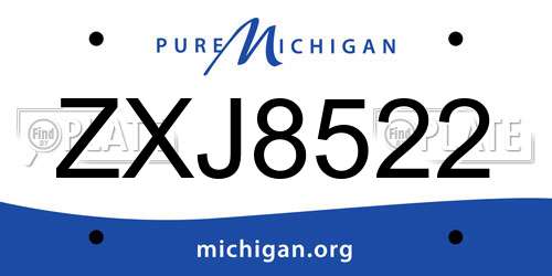 ZXJ8522 Michigan License Plate