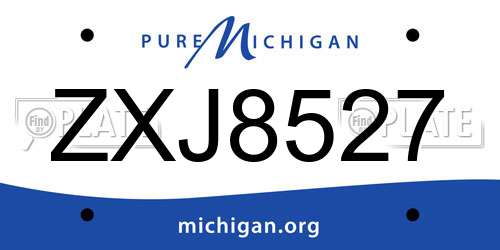 ZXJ8527 Michigan License Plate