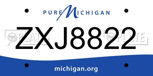 ZXJ8822 Michigan License Plate