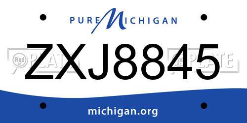 ZXJ8845 Michigan License Plate
