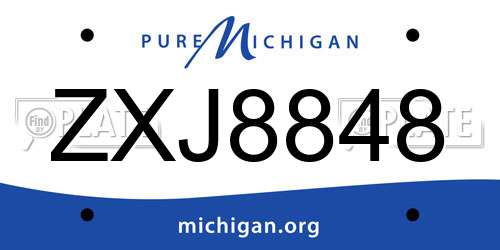 ZXJ8848 Michigan License Plate