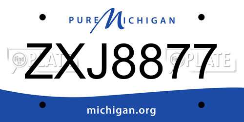 ZXJ8877 Michigan License Plate