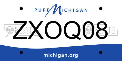 ZXOQ08 Michigan License Plate