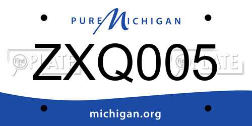 ZXQ005 Michigan License Plate
