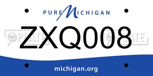 ZXQ008 Michigan License Plate