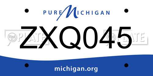 ZXQ045 Michigan License Plate