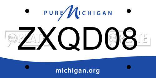 ZXQD08 Michigan License Plate