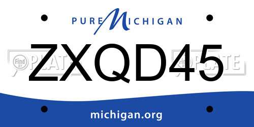 ZXQD45 Michigan License Plate