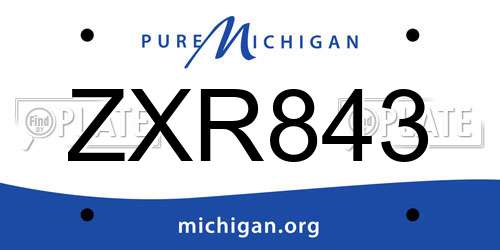 ZXR843 Michigan License Plate